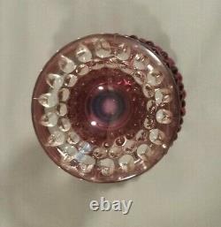 Fenton Plum Hobnail Opalescent Pedestal Candy Dish with Lid