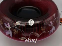 Fenton Plum Opalescent Bowl Sheffield rolled rim Ebony 3 Footed Base Limited Ed