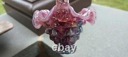 Fenton Plum Opalescent Carnival Basket Iridized