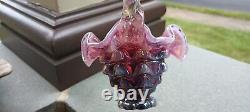 Fenton Plum Opalescent Carnival Basket Iridized