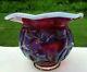 Fenton Plum Opalescent Inverted Strawberry Cuspidor Bowl Vase Fagca1984 Htf