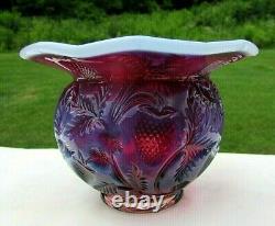 Fenton Plum Opalescent Inverted Strawberry Cuspidor Bowl Vase FAGCA1984 HTF