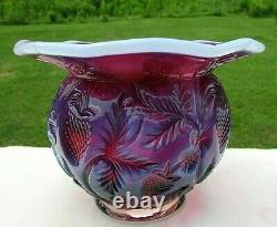 Fenton Plum Opalescent Inverted Strawberry Cuspidor Bowl Vase FAGCA1984 HTF