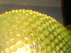 Fenton TOPAZ VASELINE GLASS Opalescent hobnail vase lamp