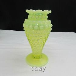 Fenton Topaz Opalescent Hobnail Cup Flared Footed Vase 1941 HTF! GLOWS W132