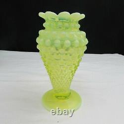 Fenton Topaz Opalescent Hobnail Cup Flared Footed Vase 1941 HTF! GLOWS W132