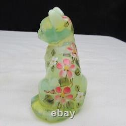 Fenton Topaz Opalescent OOAK MARILYN WAGNER Hand Painted Sitting Cat GLOWS! W131