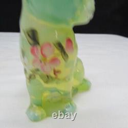 Fenton Topaz Opalescent OOAK MARILYN WAGNER Hand Painted Sitting Cat GLOWS! W131