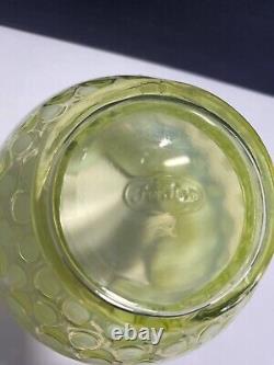 Fenton Topaz Opalescent Vaseline Glass Hobnail Rose Bowl Vase Uranium RARE