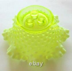Fenton Vaseline Hobnail Opalescent Art Glass Flower Epergne Vase USA