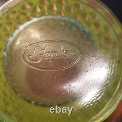 Fenton Vaseline Opalescent Glass Hobnail Water Set 7 Pc Original Vintage USA