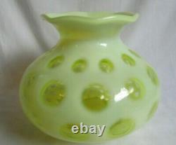 Fenton Vintage Glass 5-1/2 Coin Dot Topaz Opalescent Vase # 1440