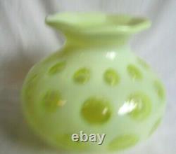 Fenton Vintage Glass 5-1/2 Coin Dot Topaz Opalescent Vase # 1440