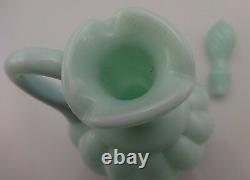 Fenton Vintage Rare 1954 Aqua Blue Tourqouise Swirl Handled Cruet Opaline