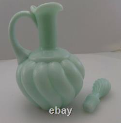 Fenton Vintage Rare 1954 Aqua Blue Tourqouise Swirl Handled Cruet Opaline