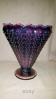 Fenton art glass Plum Opalescent Hobnail Fan Vase