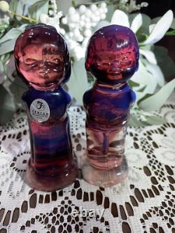 Fenton plum opalescent kissing boy and girl htf