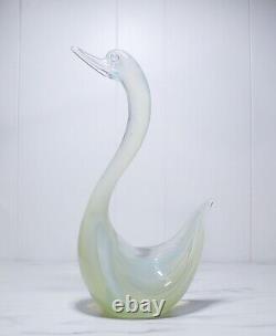 Fine 1960's Murano Opalescent Art Glass Swan Figure Sculpture by ELIO RAFFAELI