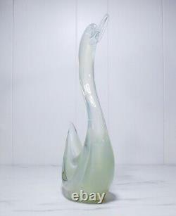 Fine 1960's Murano Opalescent Art Glass Swan Figure Sculpture by ELIO RAFFAELI