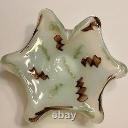 Fratelli Toso Opaline Murano Glass Star Bowl Twisted Ribbon Canes & Gold Flecks