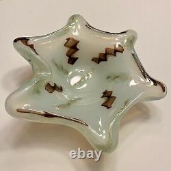 Fratelli Toso Opaline Murano Glass Star Bowl Twisted Ribbon Canes & Gold Flecks