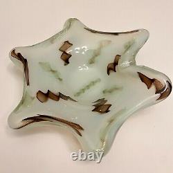 Fratelli Toso Opaline Murano Glass Star Bowl Twisted Ribbon Canes & Gold Flecks