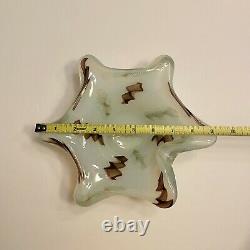 Fratelli Toso Opaline Murano Glass Star Bowl Twisted Ribbon Canes & Gold Flecks