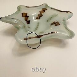 Fratelli Toso Opaline Murano Glass Star Bowl Twisted Ribbon Canes & Gold Flecks