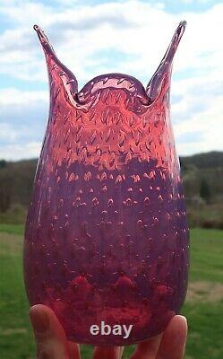 Fratelli Toso PINK Opalescent Bullicante Vase Vintage Murano Barovier Art Glass