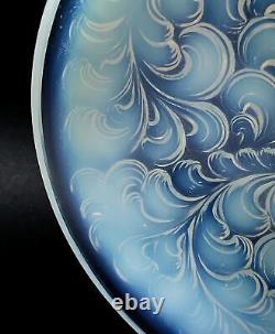 French Art Deco Opalescent Art Glass Bowl Plumed Feathers Lalique Etling Era