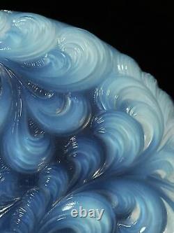 French Art Deco Opalescent Art Glass Bowl Plumed Feathers Lalique Etling Era