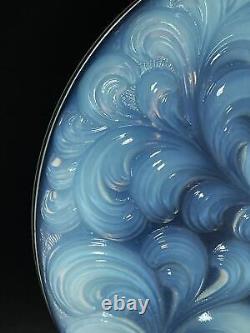 French Art Deco Opalescent Art Glass Bowl Plumed Feathers Lalique Etling Era