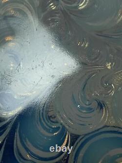 French Art Deco Opalescent Art Glass Bowl Plumed Feathers Lalique Etling Era