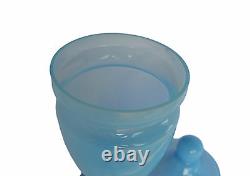 French Large Blue Opaline Glass Box Candy Trinket Dresser Box Pharmacy Jar