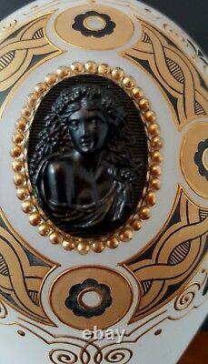 French Napoleon III Opaline Vase W Cameo C 1870 Art Glass Very Rare