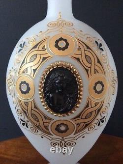 French Napoleon III Opaline Vase W Cameo C 1870 Art Glass Very Rare
