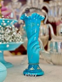 French Opaline 19ct Hand Vase Blue