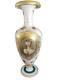 French Opaline Art Glass Portrait Vase 14.25 Tall All Hand Painted C. 1870