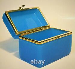 French Opaline Glass Casket Trinket Box Ormolu Gilt Brass Mounts 1880s France