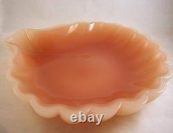French Opaline Opaque Glass Pink Mauve 10.5 Scallop Shell Center Bowl STUNNING