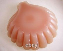 French Opaline Opaque Glass Pink Mauve 10.5 Scallop Shell Center Bowl STUNNING
