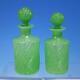 French Pv Portieux Vallerysthal Green Opaline Glass Pair Of Dresser Bottles