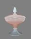 French Vintage White And Pink Milk Opaline Footed Pedestal Compote Box