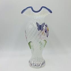 George Fenton 2003 Heirloom Optics Vase opalescent Swirl Butterfly Purple crest