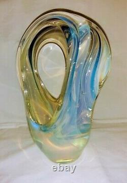 Glass Sculpture Abstract Art Opalescent Charles Wright Signed & Dated
