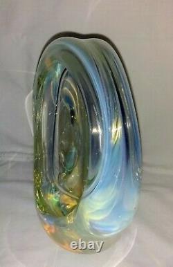 Glass Sculpture Abstract Art Opalescent Charles Wright Signed & Dated