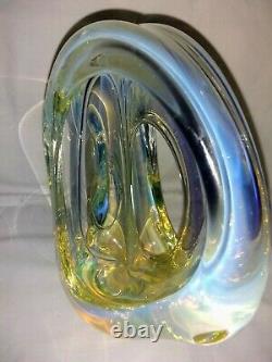 Glass Sculpture Abstract Art Opalescent Charles Wright Signed & Dated