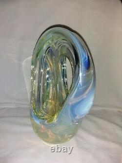 Glass Sculpture Abstract Art Opalescent Charles Wright Signed & Dated