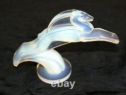 Gorgeous Art Deco French Sabino Blue Opalescent Art Glass Gazelle Car Mascot