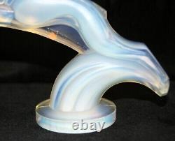 Gorgeous Art Deco French Sabino Blue Opalescent Art Glass Gazelle Car Mascot